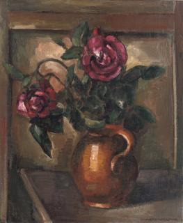 Matthieu Wiegman - Red roses in an earthenware vase