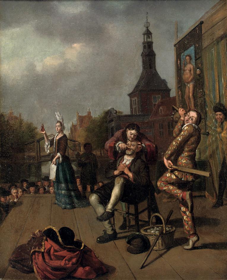 Matthijs Naiveu - A quack doctor with a \'comedia dell\' arte\' figure