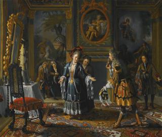 Matthijs Naiveu - Interior With An Elegant Lady Receiving A Suitor