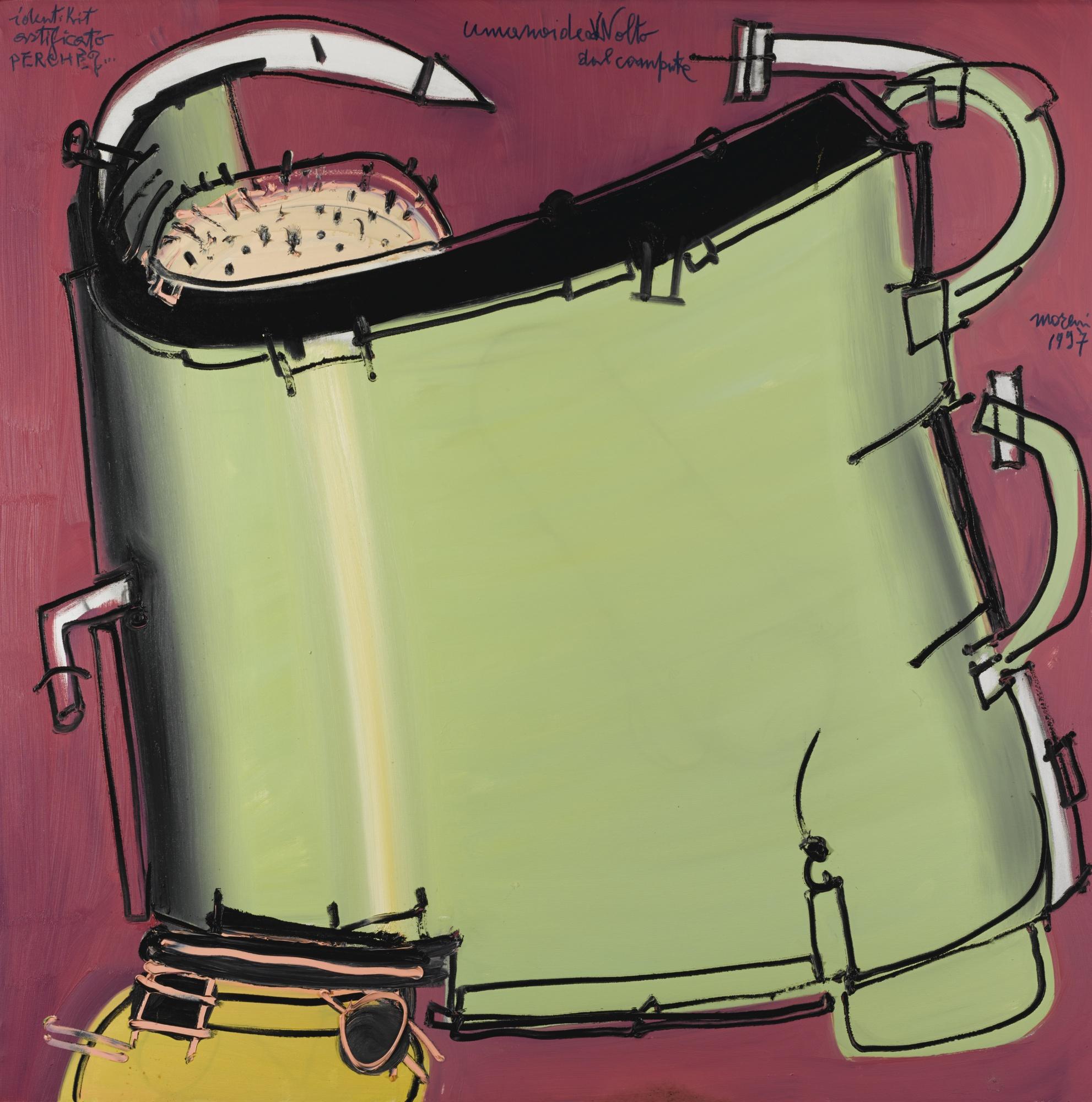 Mattia Moreni - Umanoide Avvolto Dal Computerinscribed, Titled, Signed And Dated 1997; Inscribed And Dated 1997 On The Reverse And On The Overlap; Oil On Canvas. Executed In 1997.