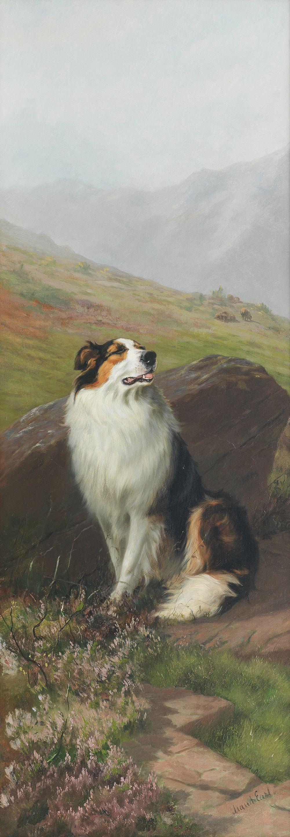 Maud Earl - A Rough Collie in a Landscape