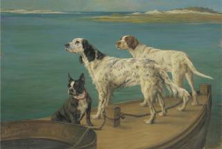 Maud Earl - For Divers Reasons: Two Setters And A Boston Terrier On A Barge