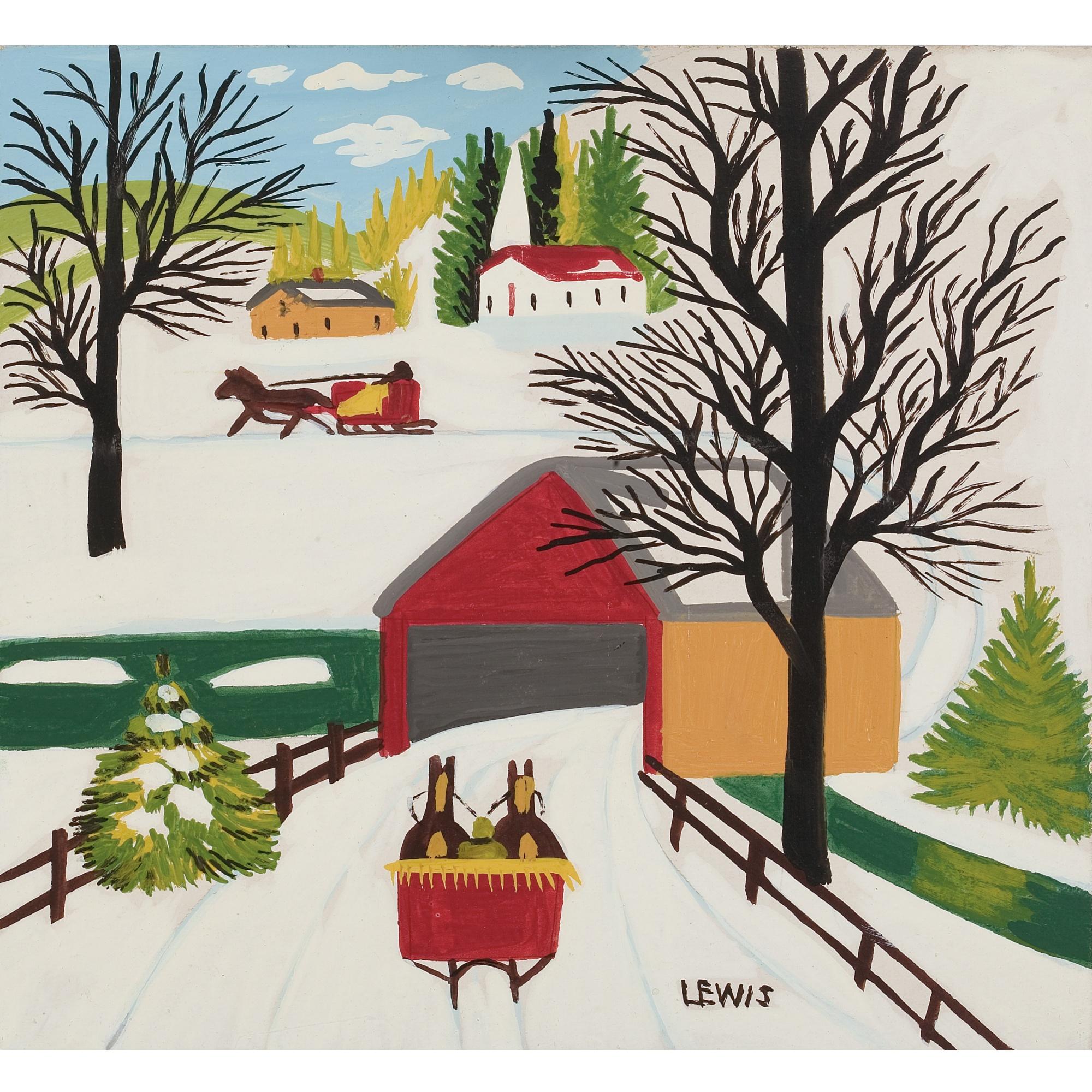 Maud Lewis - Covered Bridge In Winter
