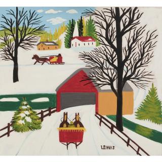 Maud Lewis - Covered Bridge In Winter
