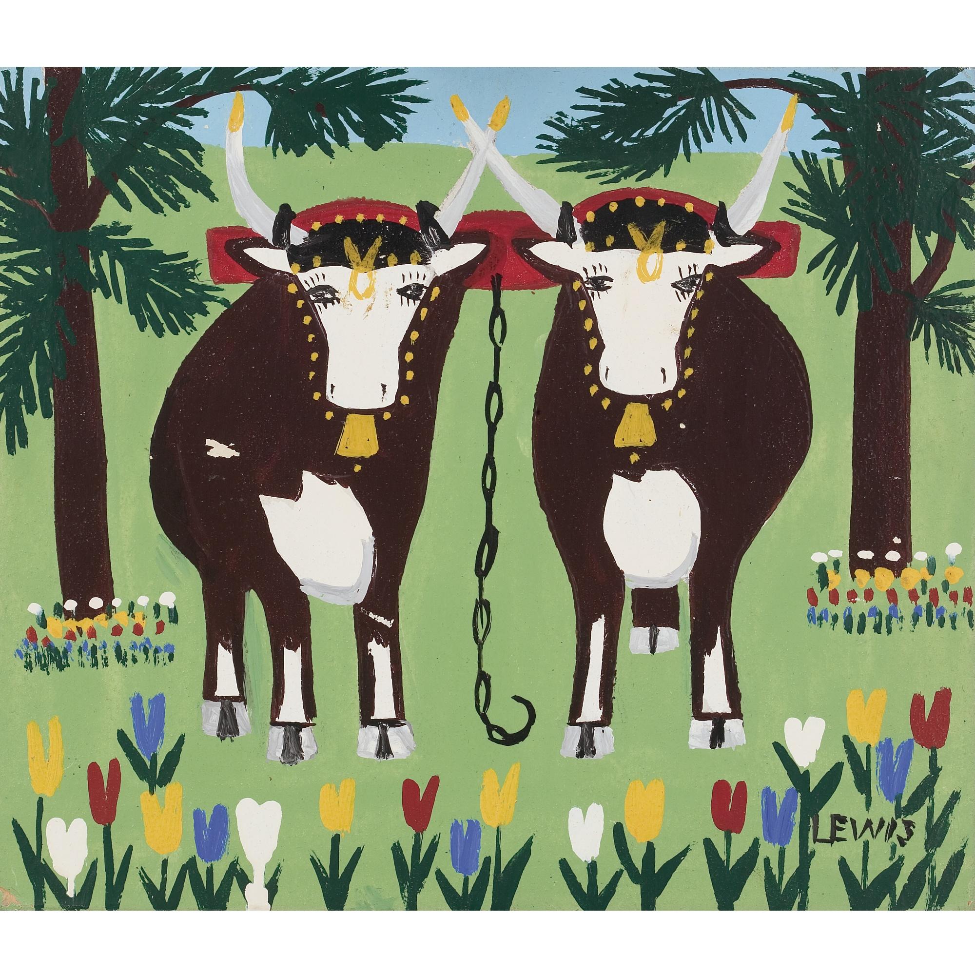 Maud Lewis - Team Of Oxen Under Spruce