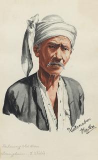 Maung Su Yatanabon - A set of three Burmese portraits Palang Old Aban;