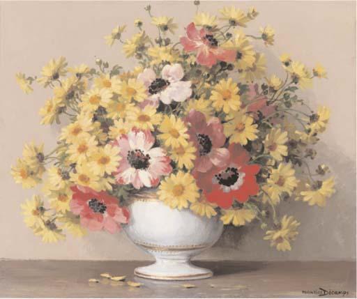 Maurice Alfred Décamps - Summer flowers in  a china bowl