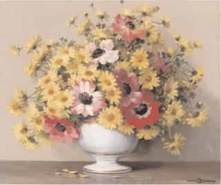 Maurice Alfred Décamps - Summer flowers in  a china bowl