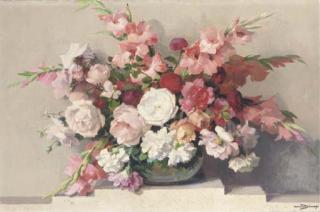 Maurice Alfred Décamps - Summer flowers in a glass bowl