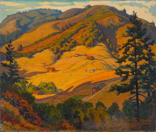 Maurice August Del Mue - Houses in the Golden Hills