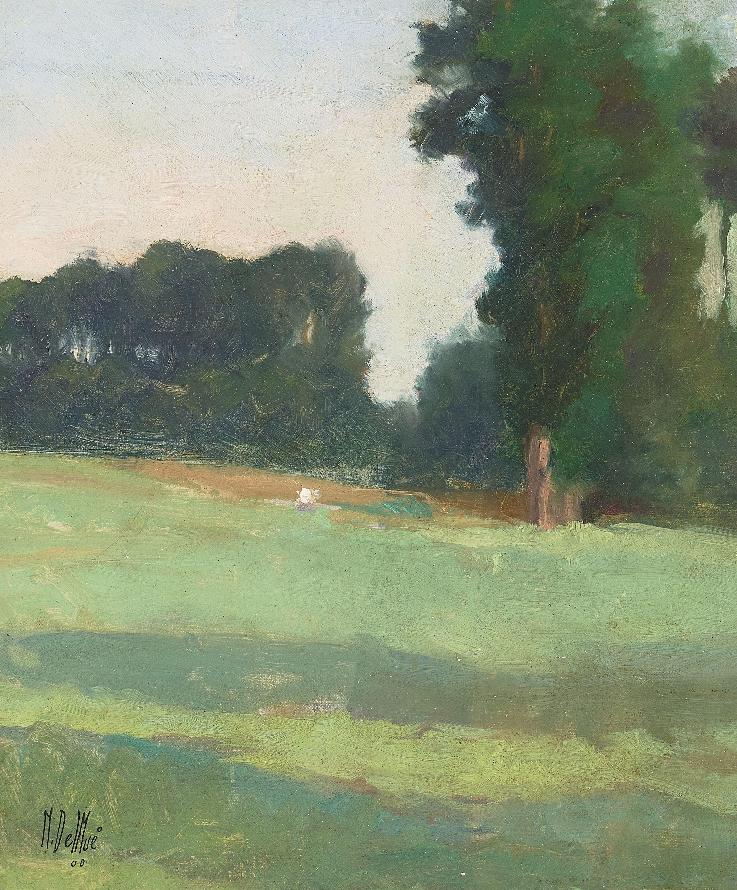 Maurice August Del Mue - Landscape with Distant Trees 11 x 9 1/4 in. framed 17 x 15 in.