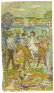 Maurice B. Prendergast - Group Of Figures (With Donkey)
