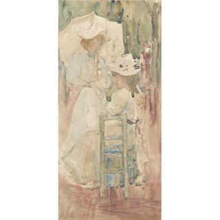 Maurice B. Prendergast - Two Women In A Park: A Double-Sided Watercolor