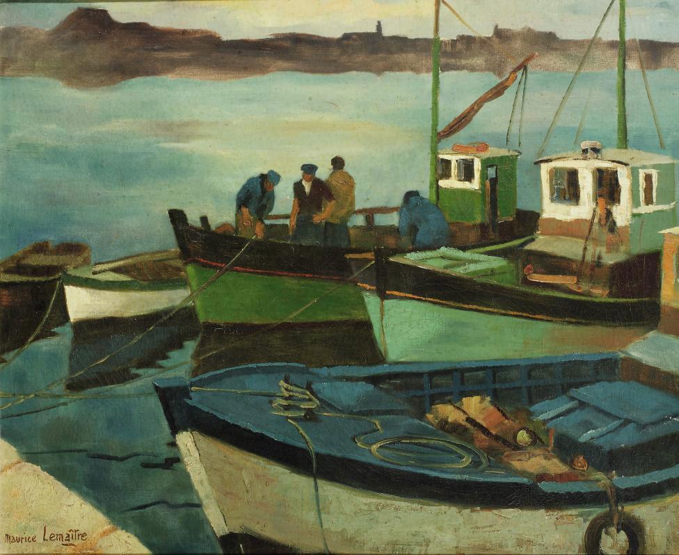 Maurice Bismuth Lemaître - Fishing boats with fishermen