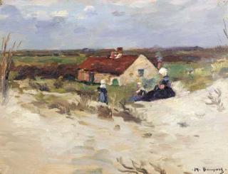 Maurice Bompard - Breton children in a landscape