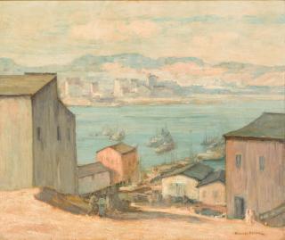 Maurice Braun - Harbor scene (River landing)