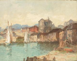 Maurice Braun - Waterfront Buildings 16 x 20 in. unframed