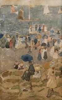Maurice Brazil Prendergast - Beach Scene, North Shore and Normandy Beach: A Double-Sided Work