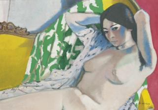 Maurice Brianchon - Nu assis sur un canapé jaune