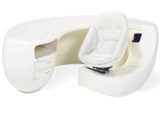 Maurice Calka - A Fiberglass \'Boomerang\' Desk And Leather Upholstered Swivel Chair, Circa 1969