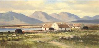Maurice Canning Wilks, A.R.H.A., R.U.A. - Cottages At Ballyconneely, Connemara