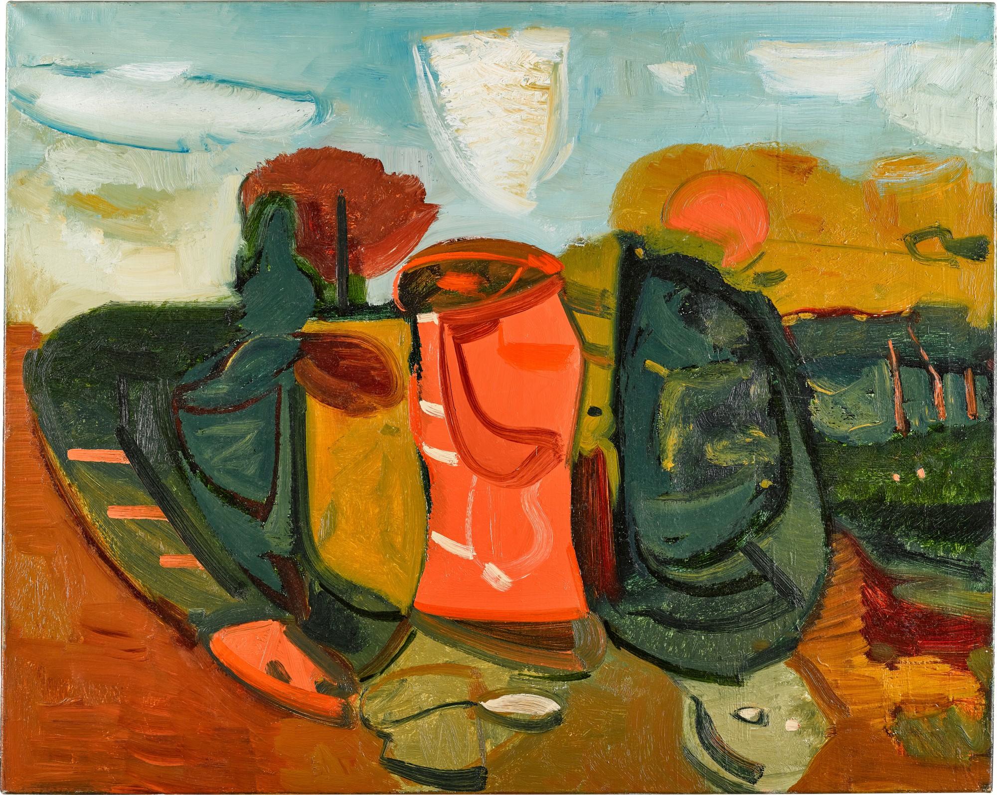 Maurice Cockrill R.A. - Landscape With Red Form