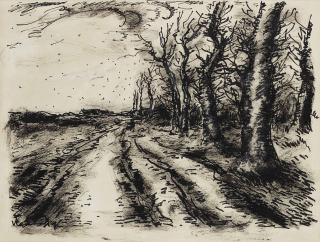 Maurice De Vlaminck - Chemin bordé d\'arbres