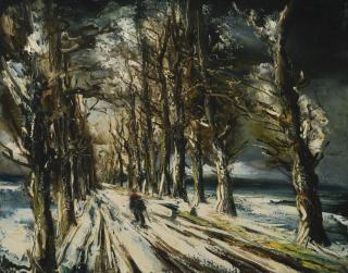 Maurice De Vlaminck - Personnage Sur Un Chemin Enneigé
