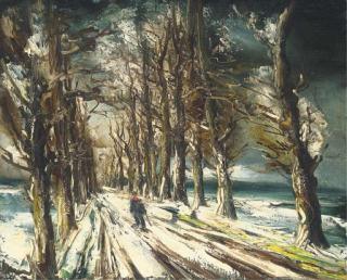 Maurice de Vlaminck - Personnage sur un chemin enneigé