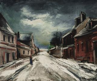 Maurice De Vlaminck - Rue De Village Enneigée