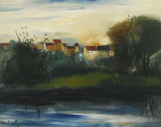 Maurice De Vlaminck - Vue D\'Un Village Au Bord De L\'Eau