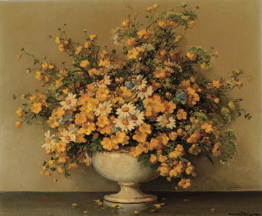 Maurice Décamps - Buttercups, daisies and other summer flowers in a vase