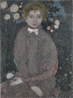 Maurice Denis - Portrait d’Yvonne Lerolle assise, tenant une rose