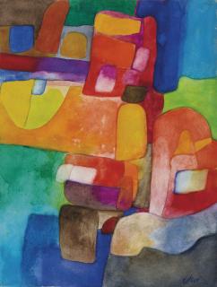 Maurice Estève - Compositionsigned And Dated 74; Watercolor On Paper.