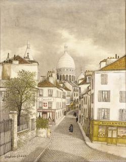 Maurice Ghiglion-Green - La rue Norvins, Montmartre