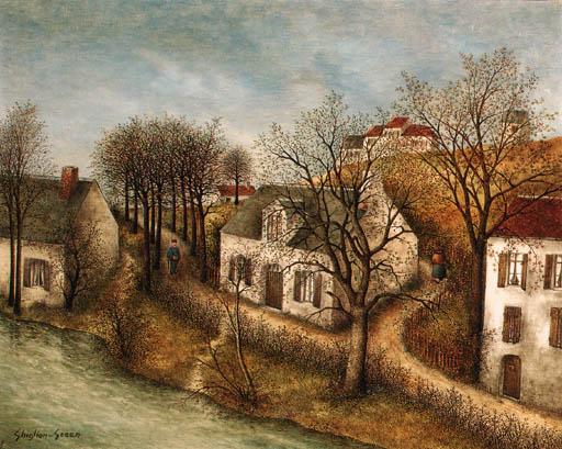 Maurice Ghiglion-Green - Les bords de la petite Creuse, Paysage au facteur