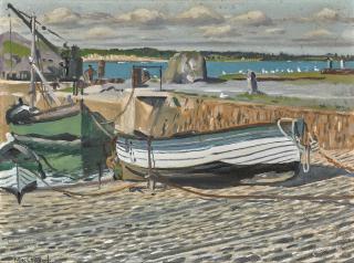 Maurice Joseph Macgonigal, P.R.H.A. - Boats In A Harbour