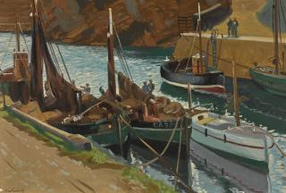 Maurice Joseph Macgonigal, P.R.H.A. - Boats In A Harbour