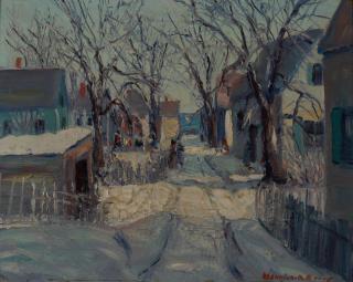 Maurice King Burns - Winter Street Scene, Provincetown