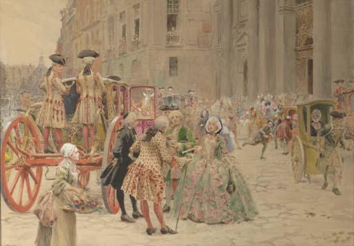 Maurice Leloir - Sortie de la messe à l\'Eglise Saint-Louis Saint-Paul