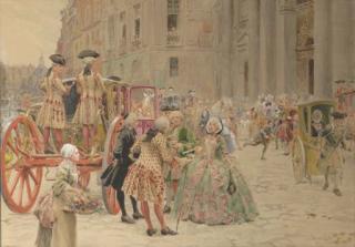 Maurice Leloir - Sortie de la messe à l\'Eglise Saint-Louis Saint-Paul