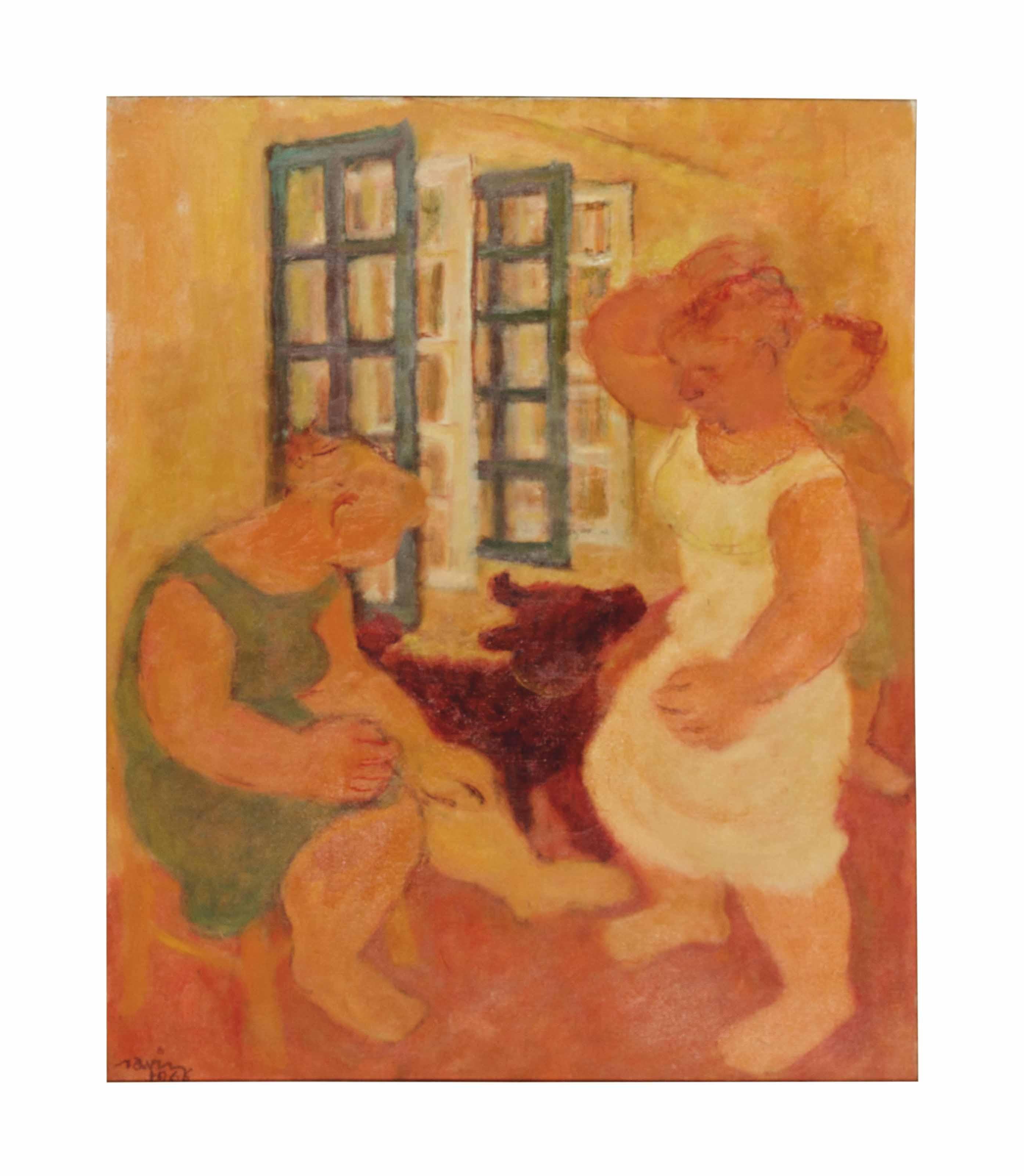 Maurice Louis Savin - Femmes avec le chien