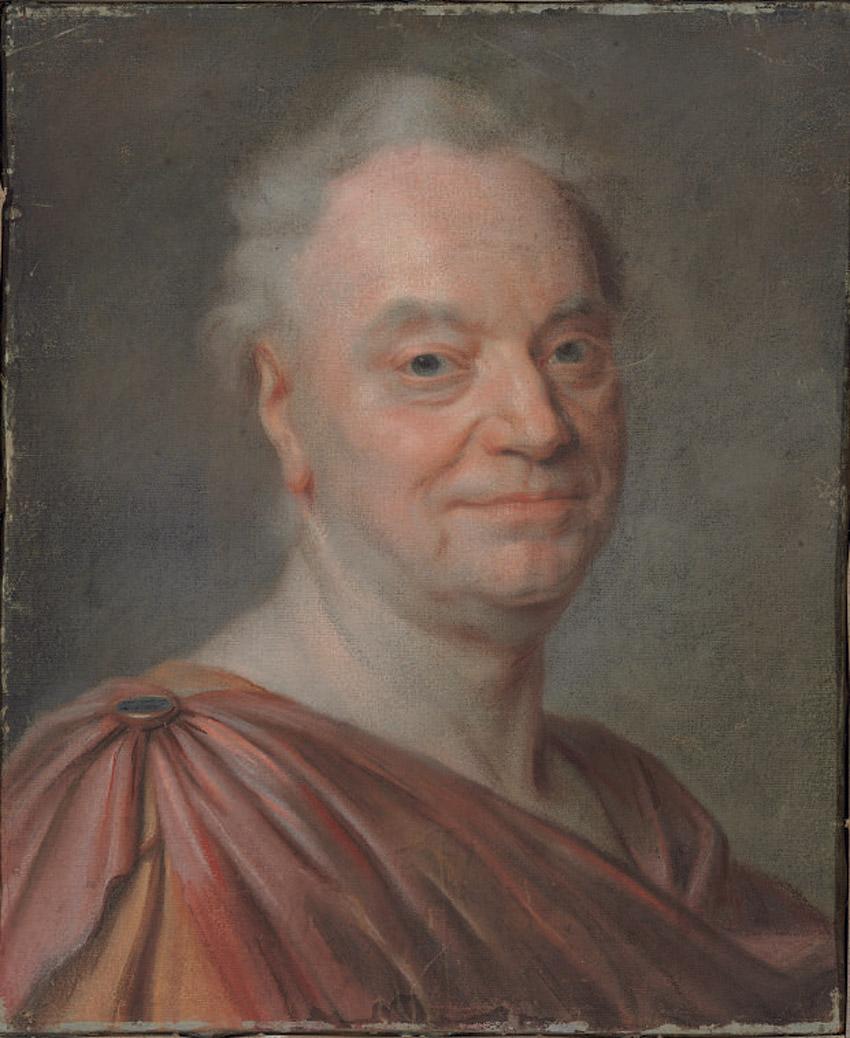Maurice Quentin de La Tour - Portrait of Prosper Jolyot de Crébillon, bust-length in antique dress