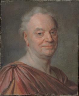 Maurice Quentin de La Tour - Portrait of Prosper Jolyot de Crébillon, bust-length in antique dress