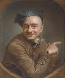 Maurice-Quentin de la Tour - Self-Portrait, Bust-Length, Pointing To The Right, Seen Through A Window, Called L\'Autoportrait À L\'Index Or L\'Autoportrait À L\'Oeil de Boeuf