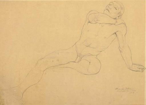 Maurice Sterne - Study Of A Seated Male Nude And Two Companion Drawings