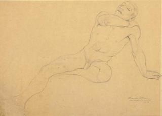 Maurice Sterne - Study Of A Seated Male Nude And Two Companion Drawings