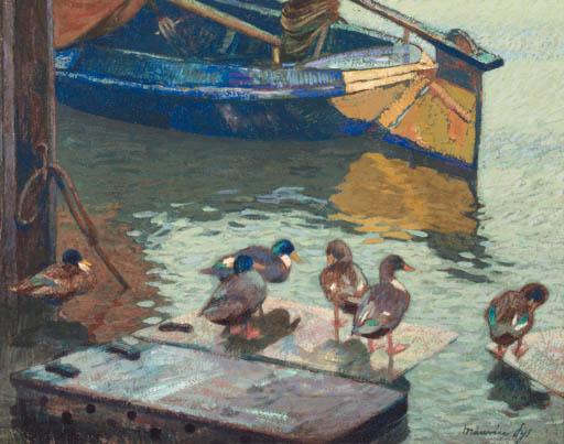 Maurice Sys - Ducks at the waterfront, Ghent
