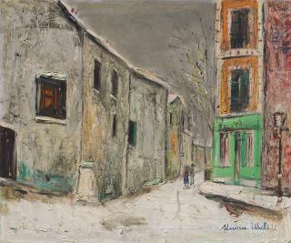 Maurice Utrillo - Belle Gabrielle et rue Saint-Vincent sous la neige, Montmartre