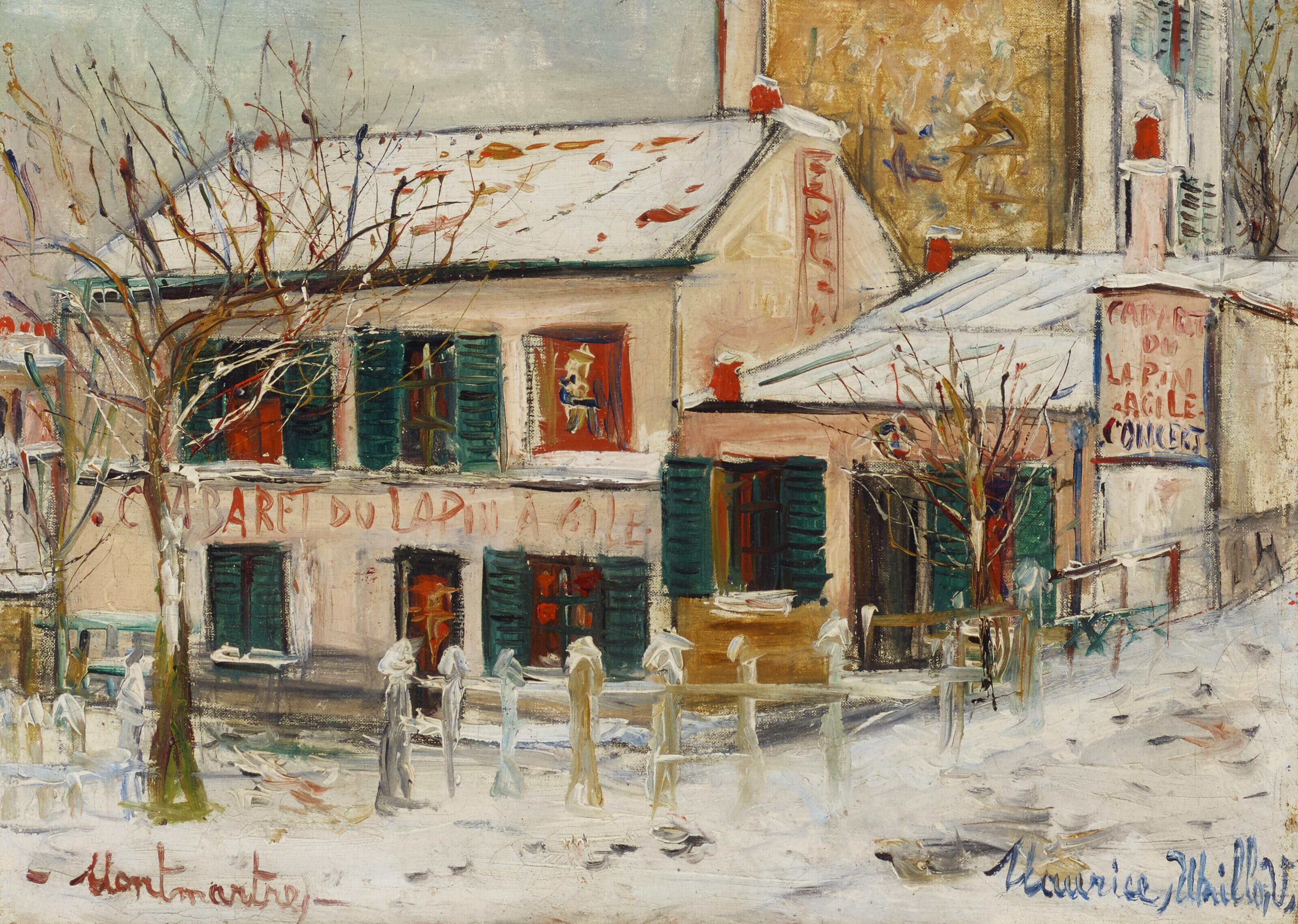 Maurice Utrillo - Cabaret du lapin agile sous la neige